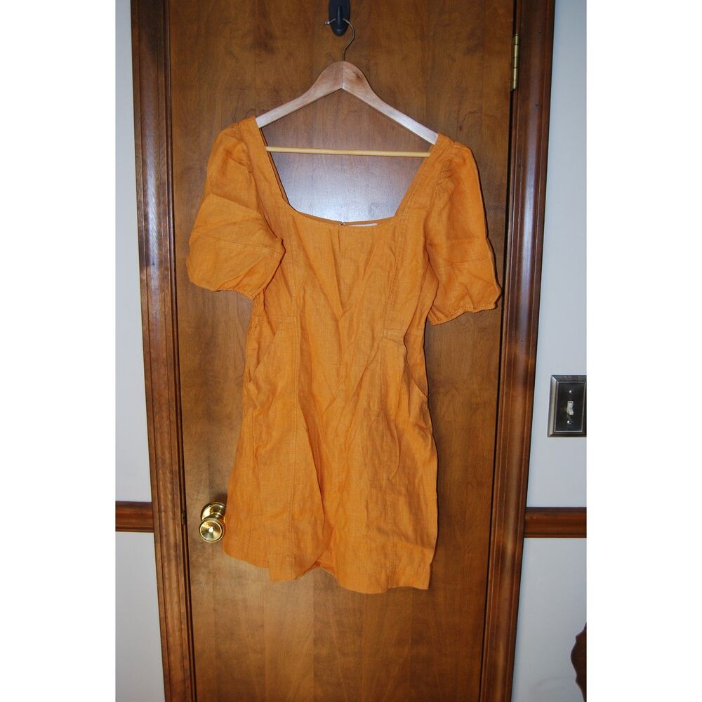 MADEWELL LINEN SHORT DRESS MUSTARD YELLOW SIZE 2 LINED